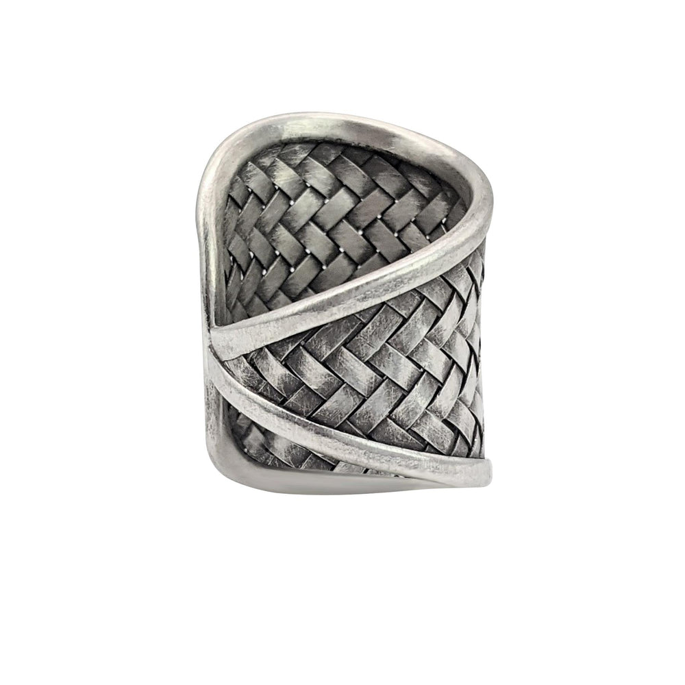 
                  
                    Hill Tribe Silver Wide Statement Braided Woven Half-Finger Ring
                  
                