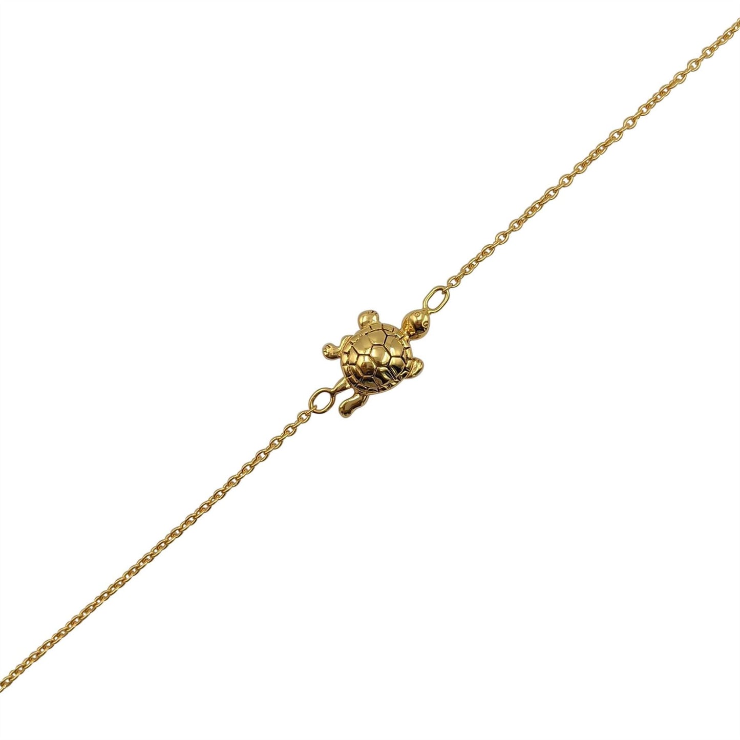 
                  
                    Gold Plated Sterling Silver Turtle Bracelet Simple Thin Cable Chain
                  
                