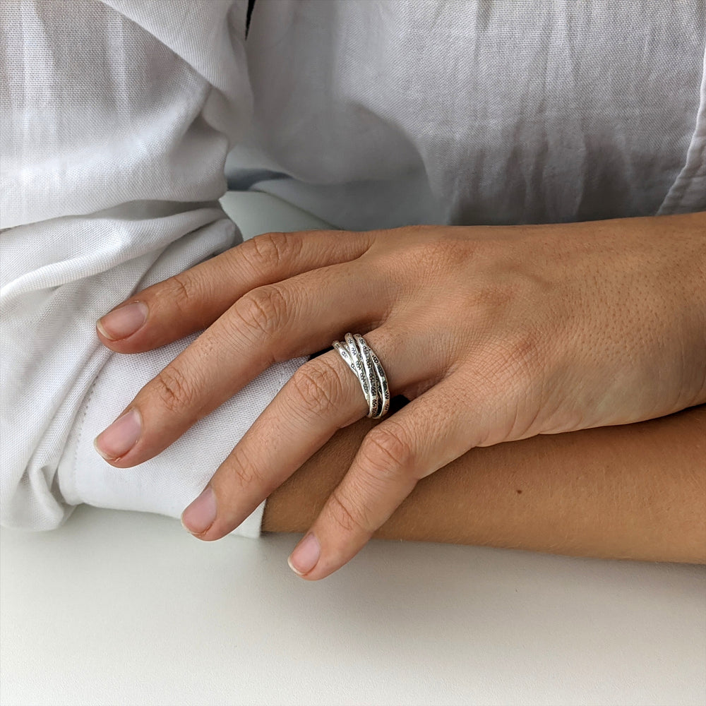 Sterling silver triple band on sale ring