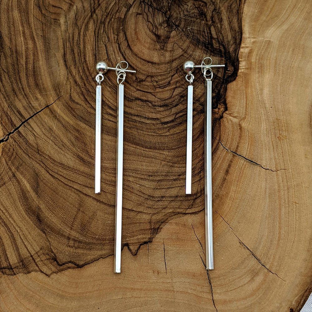 
                  
                    Sterling Silver Long Drop Double Bar Earrings Ear Jacket Design
                  
                