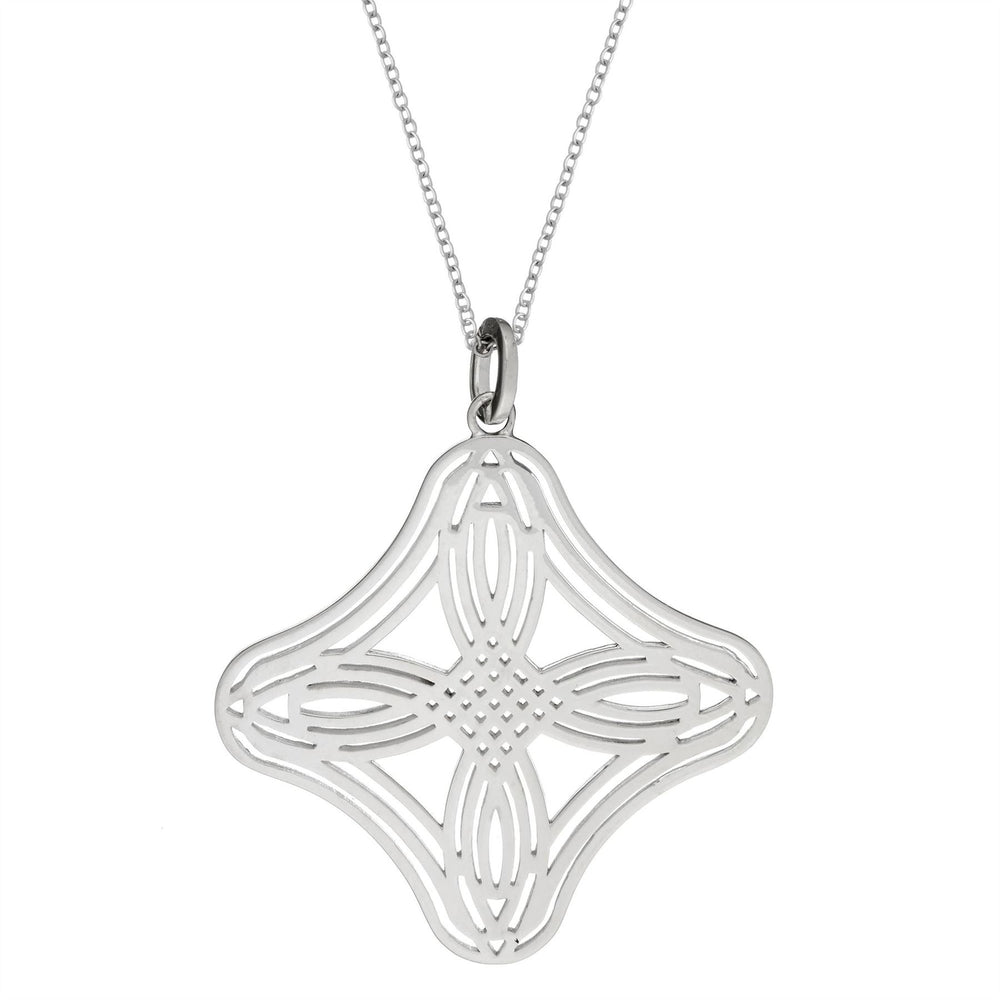 Sterling Silver Celtic Four Point Quaternary Knot Pendant Necklace