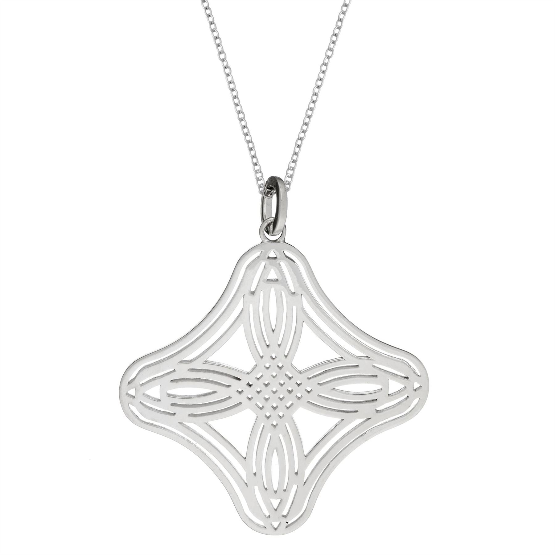 Sterling Celtic Four Point Quaternary Knot Pendant Necklace