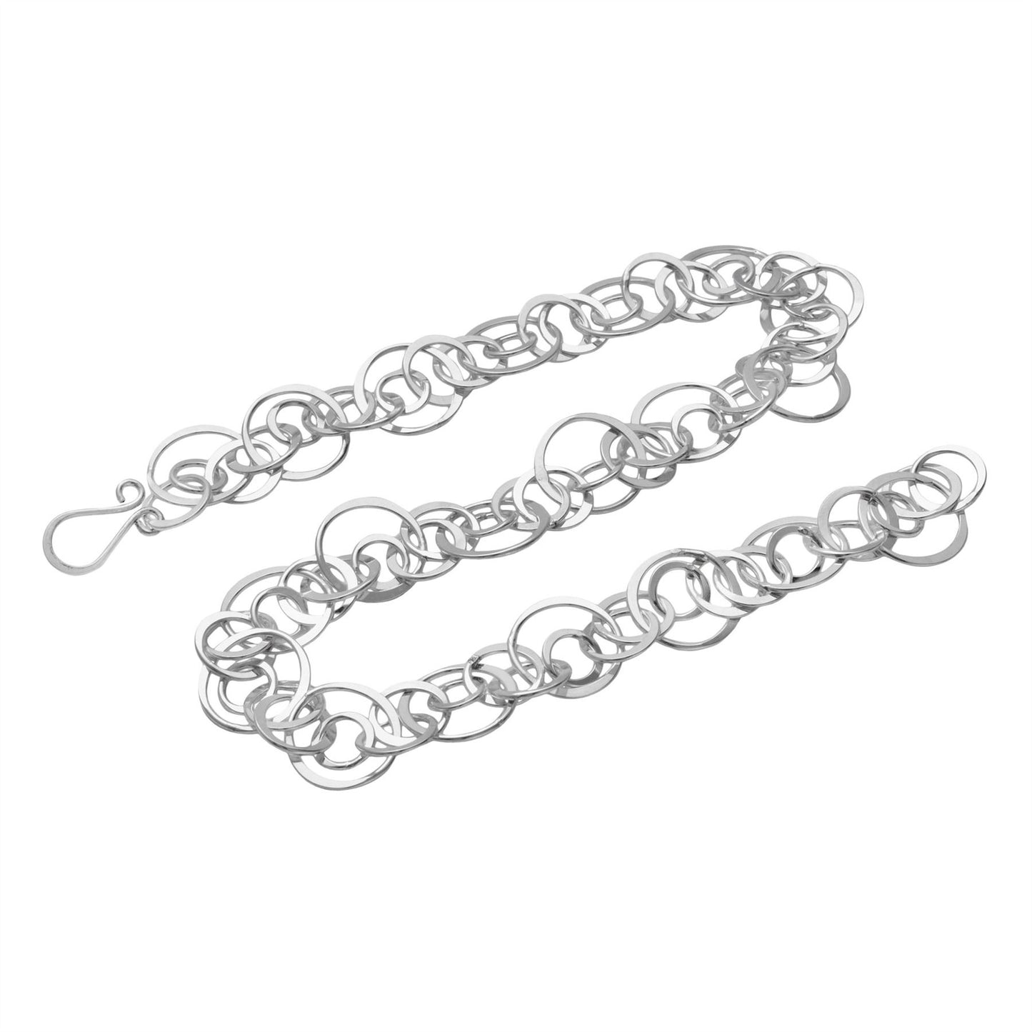 
                  
                    Sterling Silver Statement Interlocking Circles Modern Chain Necklace
                  
                