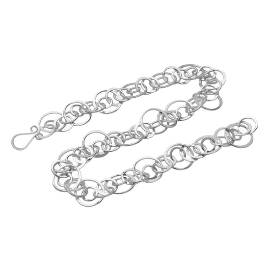 Sterling Silver Statement Interlocking Circles Modern Chain Necklace