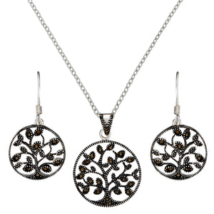 
                  
                    Sterling Silver Marcasite Tree Of Life Set - Silverly
                  
                