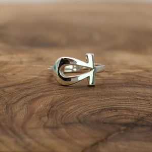 
                  
                    Sterling Silver Simple Cut-Out Ankh Egyptian Cross Band Ring
                  
                