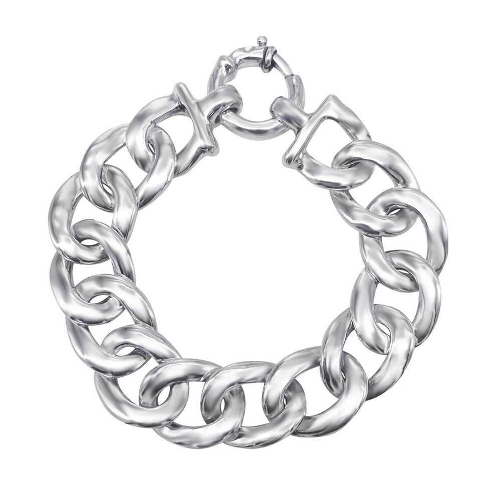 Sterling Silver Electroform Lightweight Thick Curb Chain Link Bracelet
