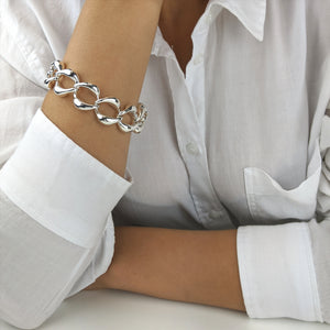 
                  
                    Sterling Silver Electroform Light Chunky Curb Chain Link Bracelet
                  
                