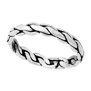 
                  
                    Sterling Silver Classic Thick Woven Braided Band Chain Stackable Ring
                  
                