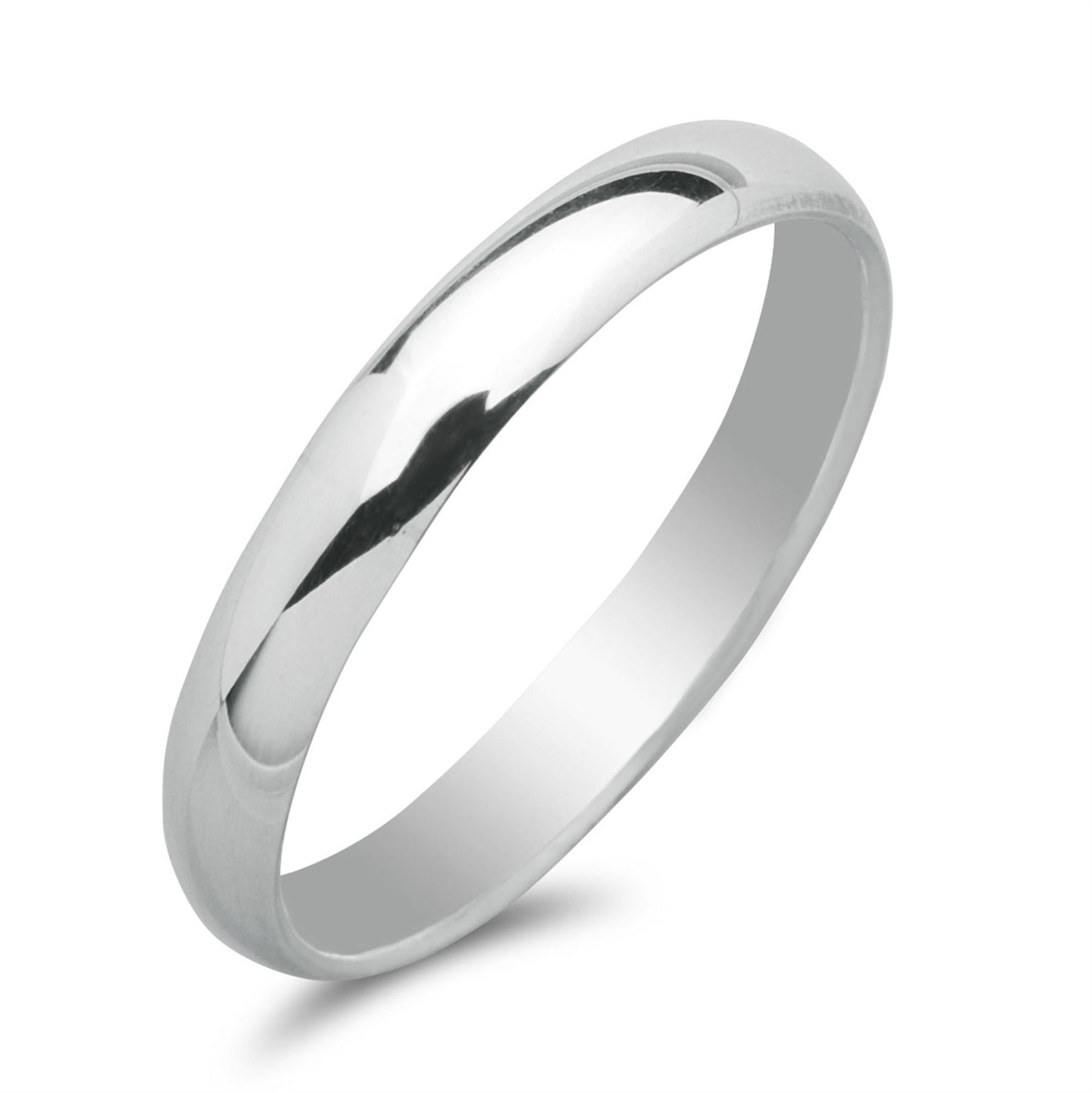 Sterling silver 3mm plain court ring — classic wedding band with polished finish