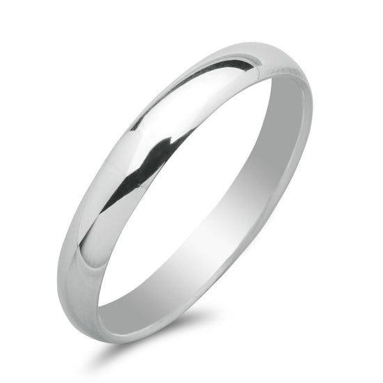 Sterling silver 3mm plain court ring — classic wedding band with polished finish
