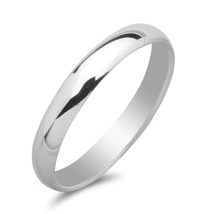 Sterling silver 3mm plain court ring — classic wedding band with polished finish