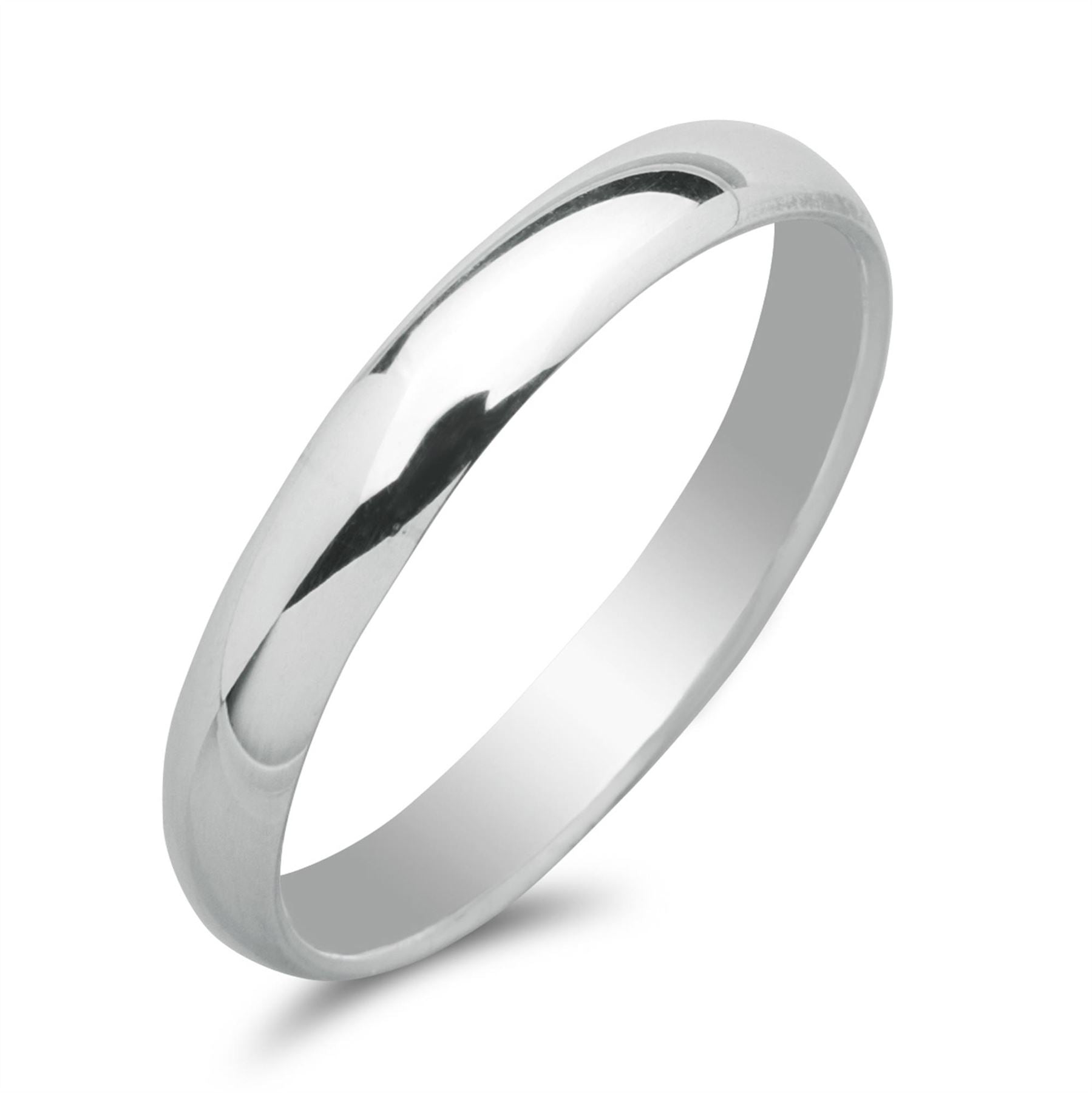 Sterling 3mm Plain Wedding Band Simple Stackable Court Ring