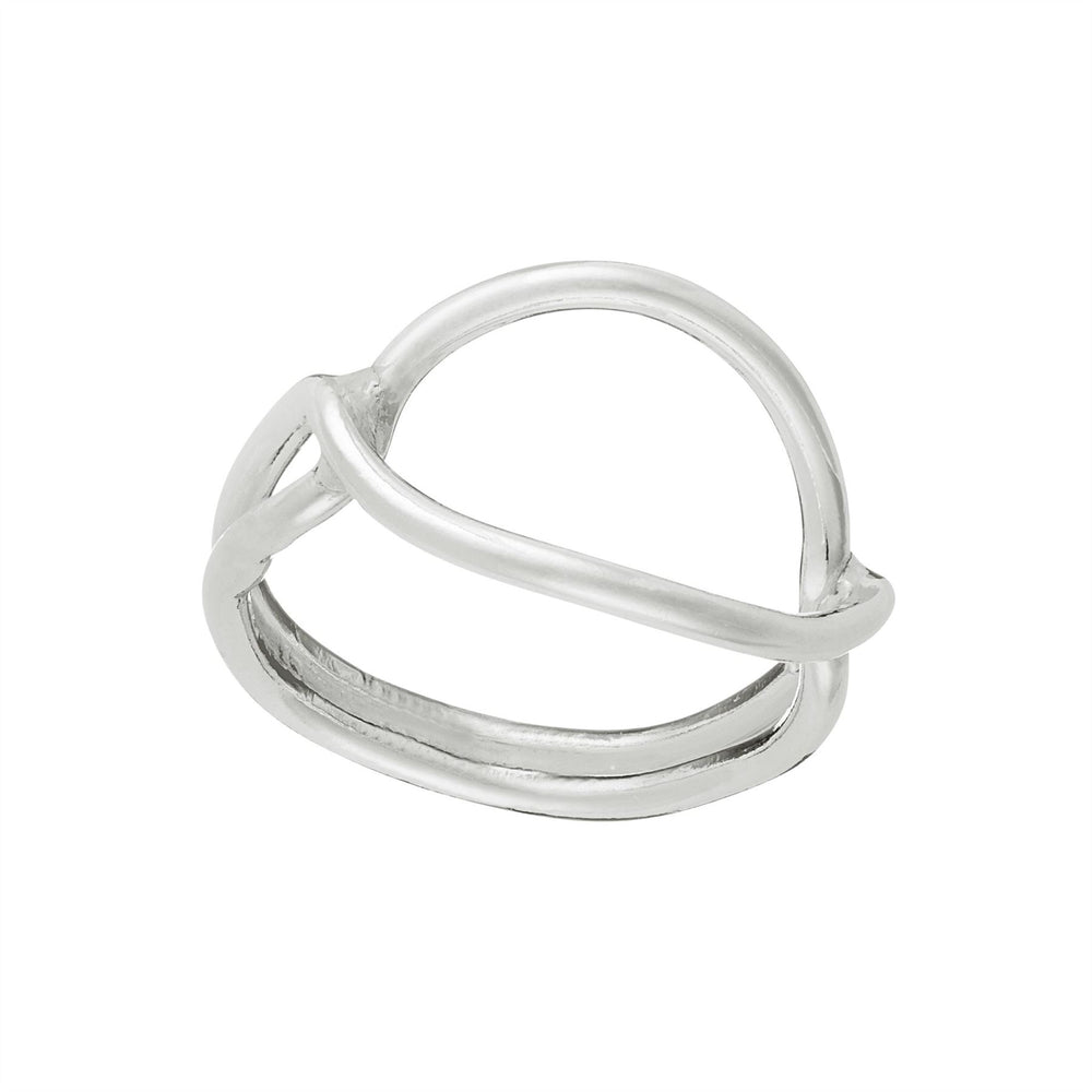 Sterling Silver Contemporary Crossover Wide Intertwined Wire Ring