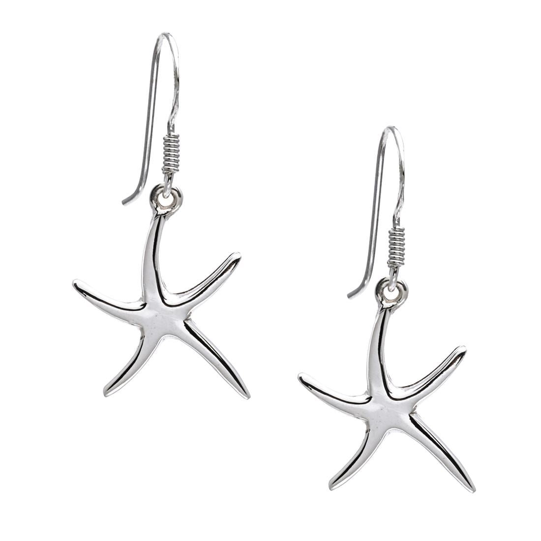 925 sterling silver starfish earrings with French hook closure