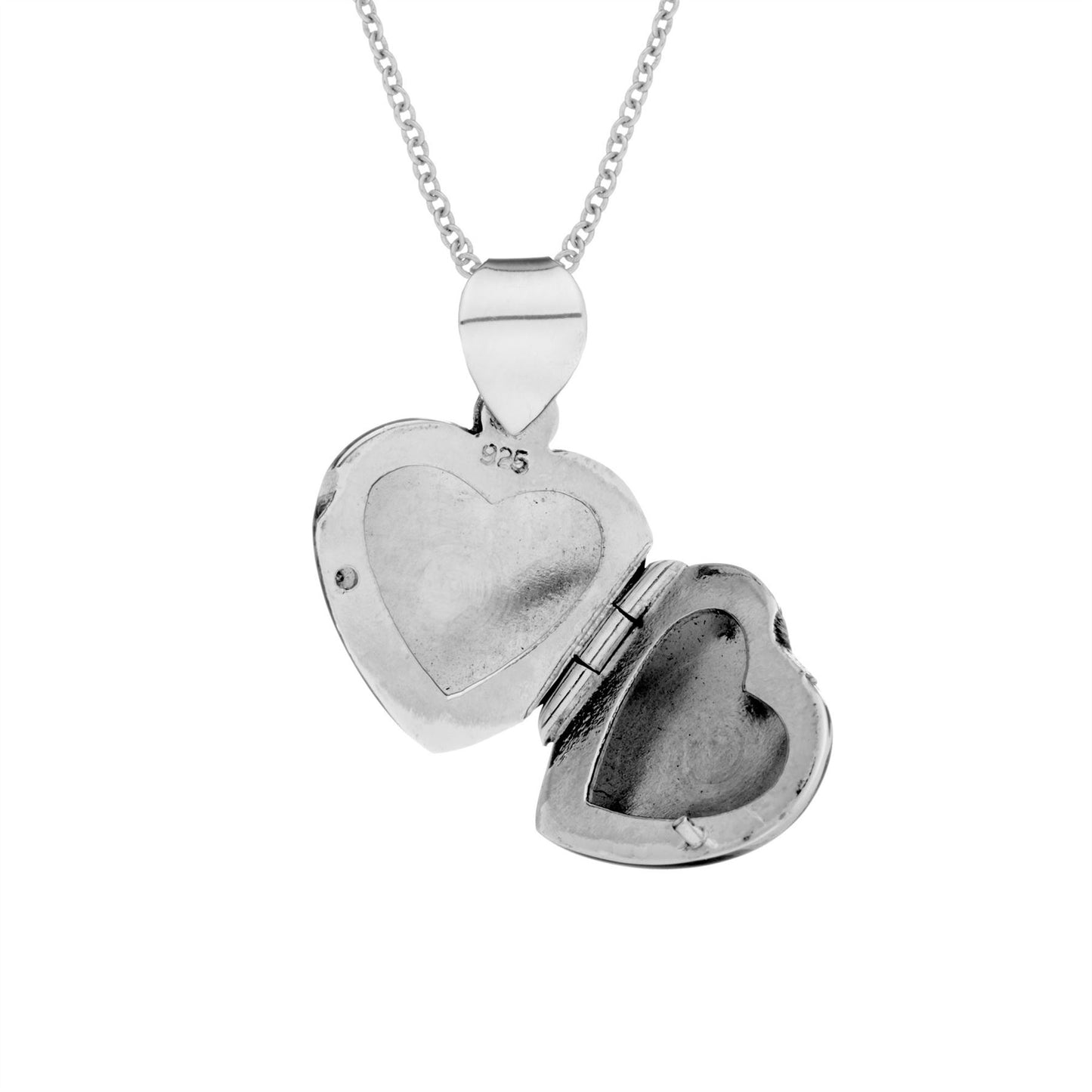 
                  
                    Sterling Silver Puffy Puffed Heart Locket Pendant Curb Chain Necklace
                  
                