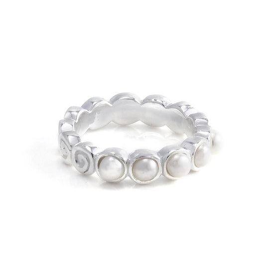 Sterling Silver Freshwater Cultured Pearl Swirl 5mm Ring - Silverly
